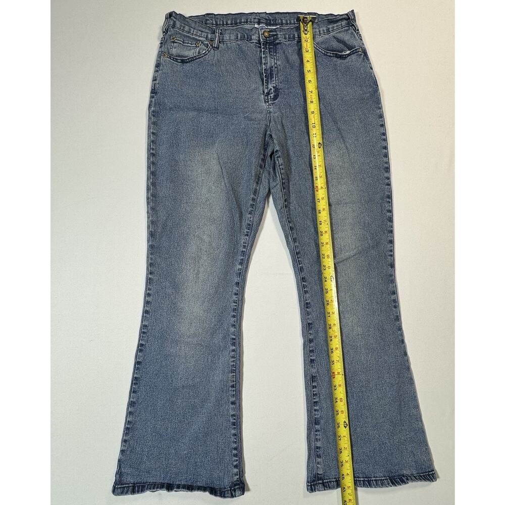 Y2K DG2 16W Flare Jeans Light Wash Stretch Denim Raw Hem 2000s Retro Bootcut - Picture 2 of 8